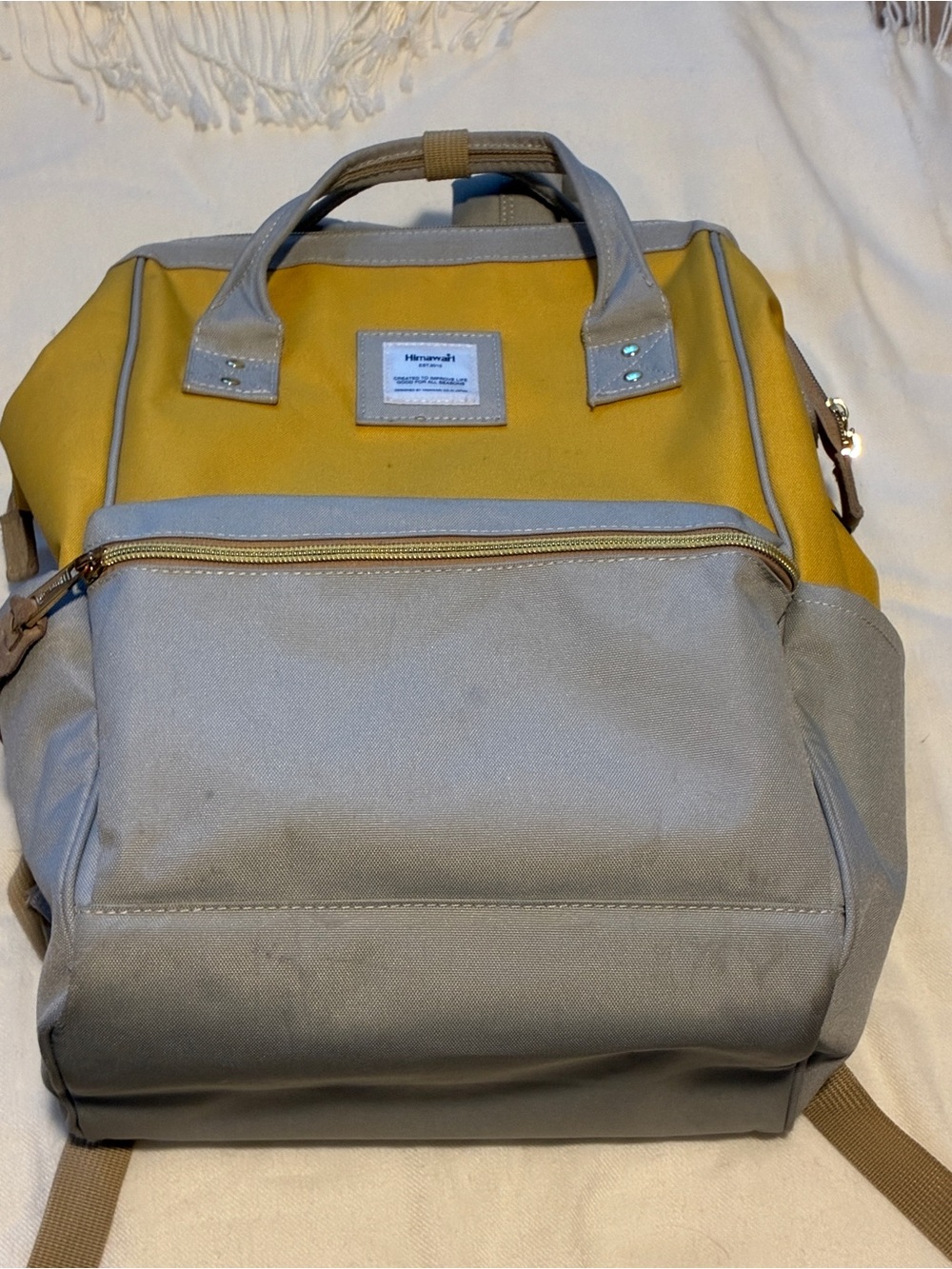 Canvas Gray and Mustard Men’s Backpack by Himawari